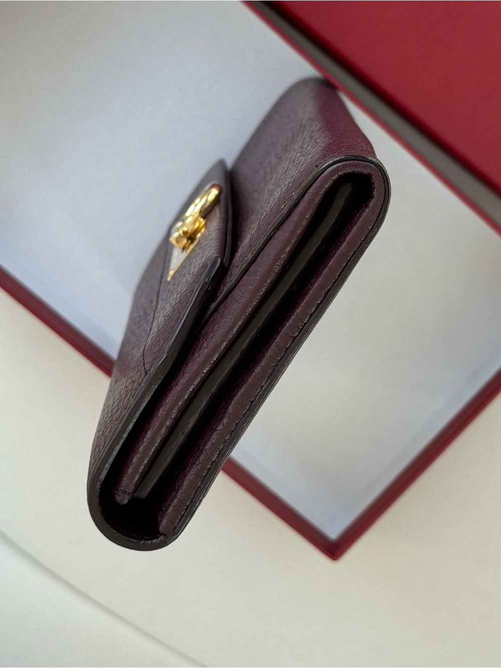 Salvatore Ferragamo Gancini Long Wallet 7.4 inch Burgundy With Gold Clasp - Picture 4 of 9